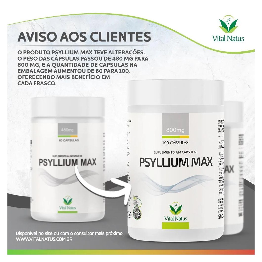 Psyllium Max 800Mg C/100 Capsulas