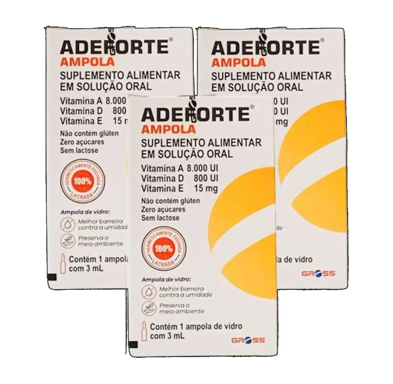 Kit 3 Suplemento Polivitamínico Adeforte Ampola 3Ml