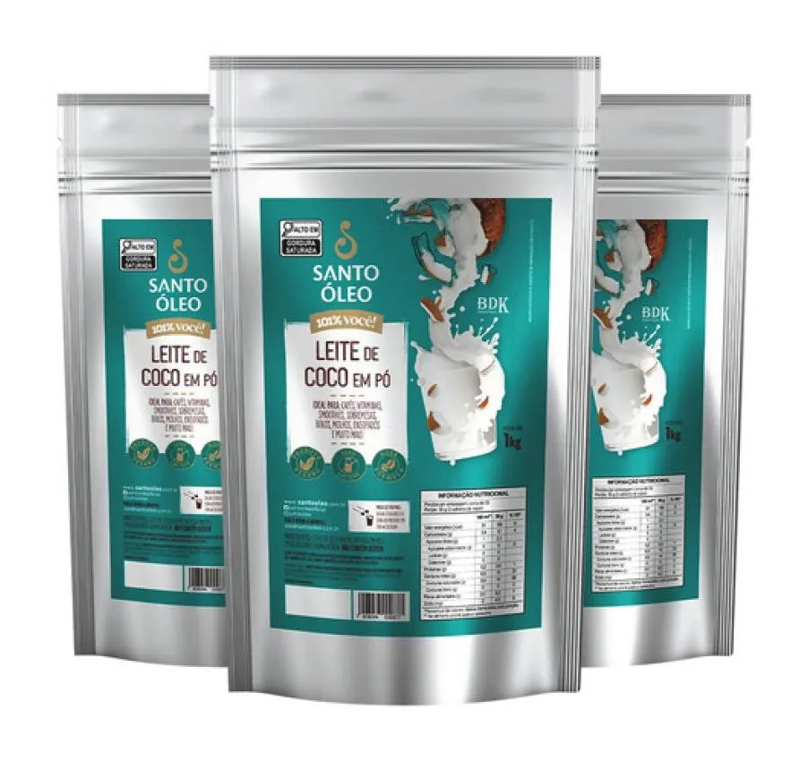 Kit 3 Leite de Coco em Po 1Kg - Santo Oleo
