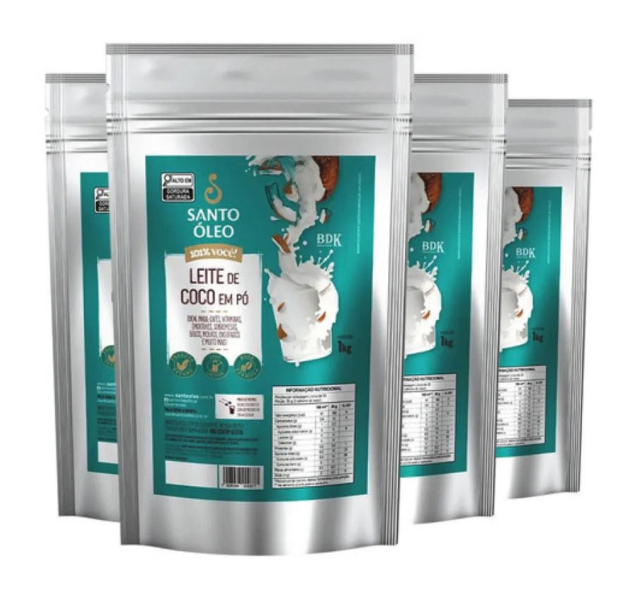 Kit 4 Leite de Coco em Po 1Kg - Santo Oleo