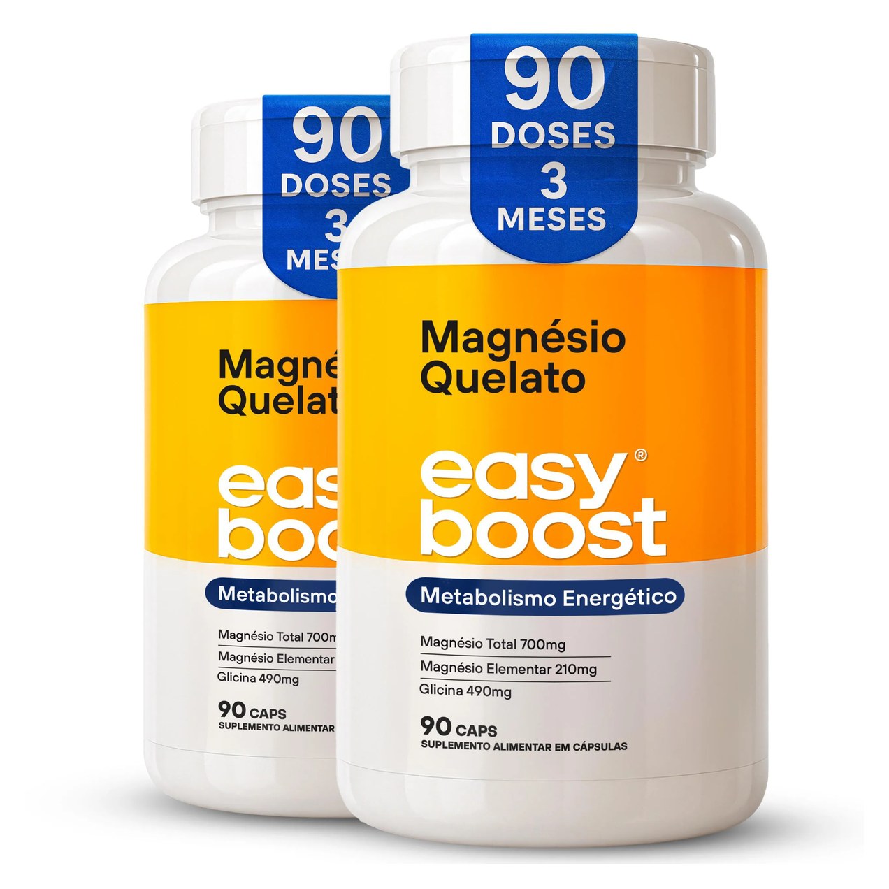 Magnésio Quelato Easy Boost Bisglicinato 180 cápsulas Kit 2x