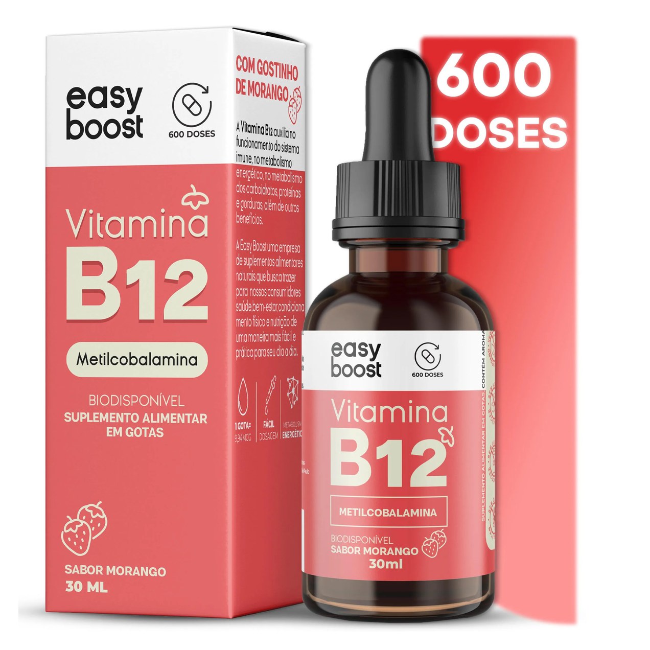 Vitamina B12 Drops Metilcobalamina 413% Vegan Easyboost 30ml