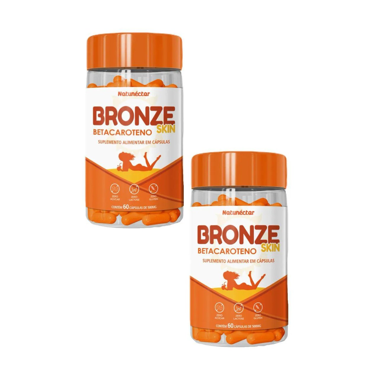2x Bronze Skin- Betacaroteno- 60 Cápsulas 500mg