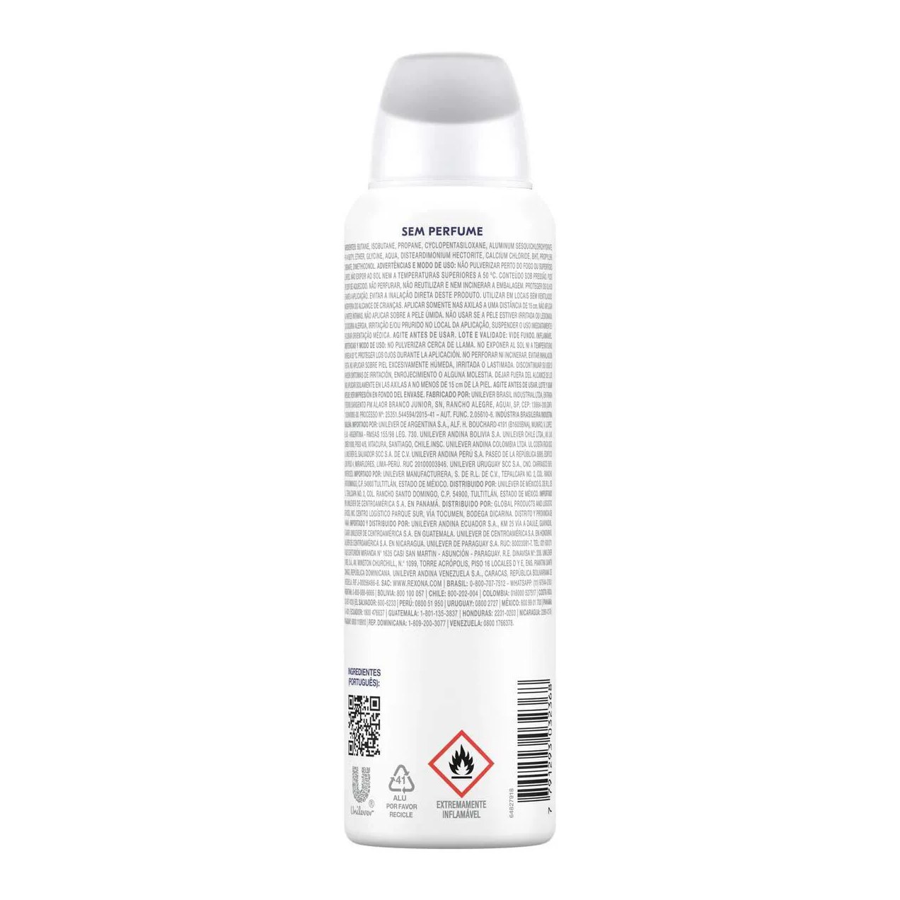 Desodorante Antitranspirante Aerosol Rexona Sem Perfume Feminino 72h 150ml