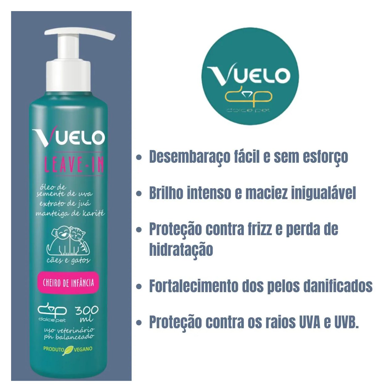 Leave-In Vuelo Cheiro de Infância para Cães e Gatos 300Ml