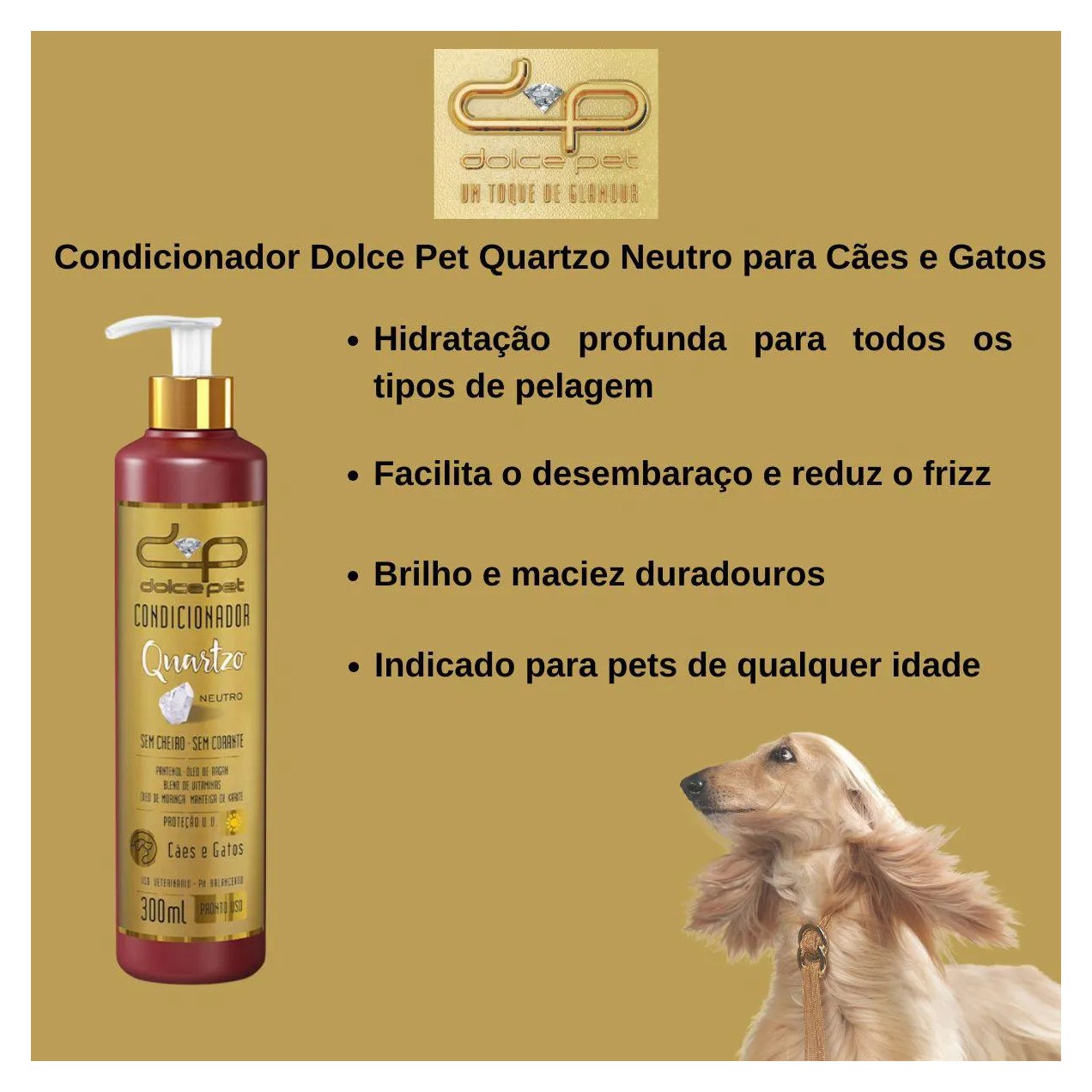 Condicionador Dolce Pet Quartzo Neutro para Cães e Gatos 300Ml
