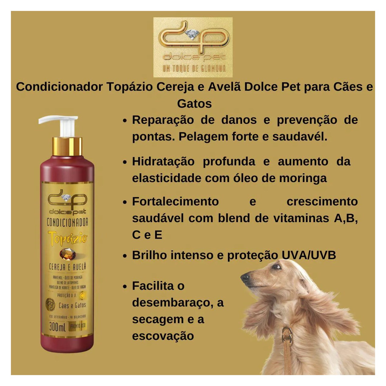 Condicionador Topázio Cereja e Avelã Dolce Pet para Cães e Gatos - 300Ml