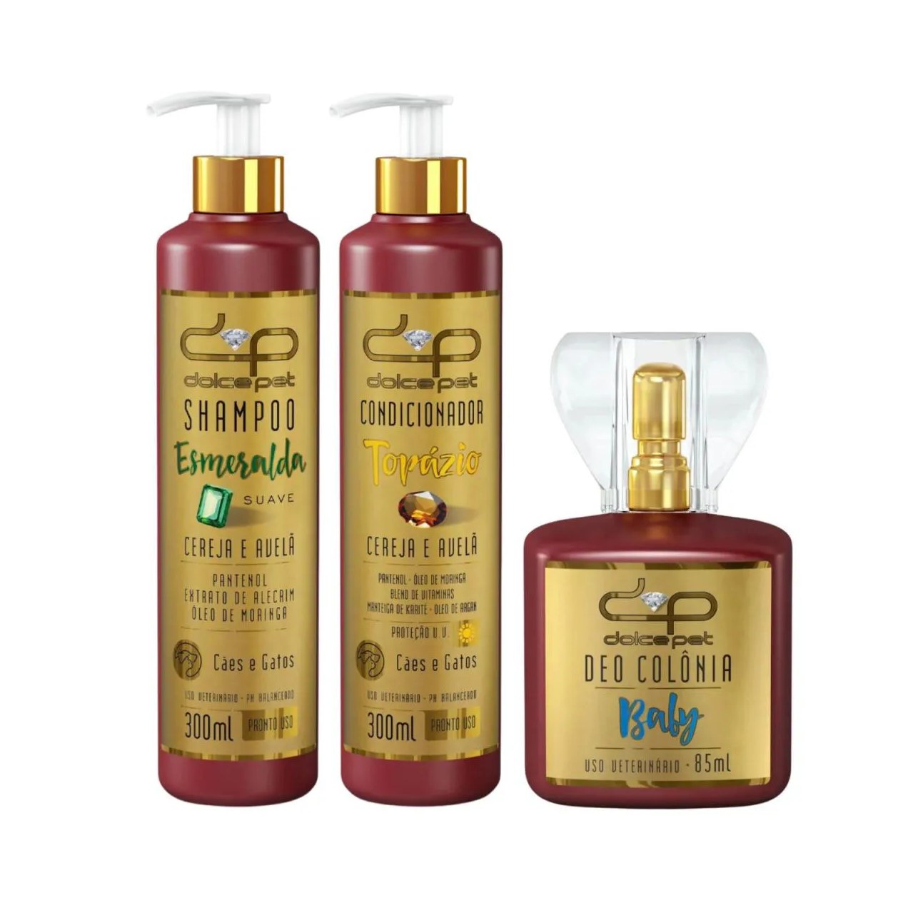 Kit Shampoo Suave + Condicionador Topázio + Deo Colônia Baby Cães e Gatos