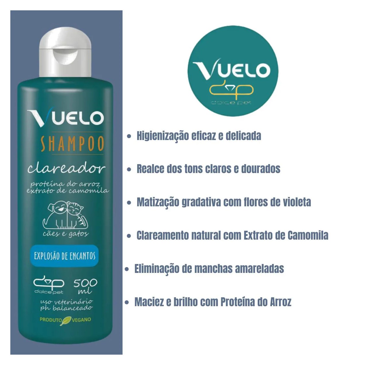 Kit Vuelo Shampoo Clareador + Leave-In Explosão de Encantos para Cães e Gatos