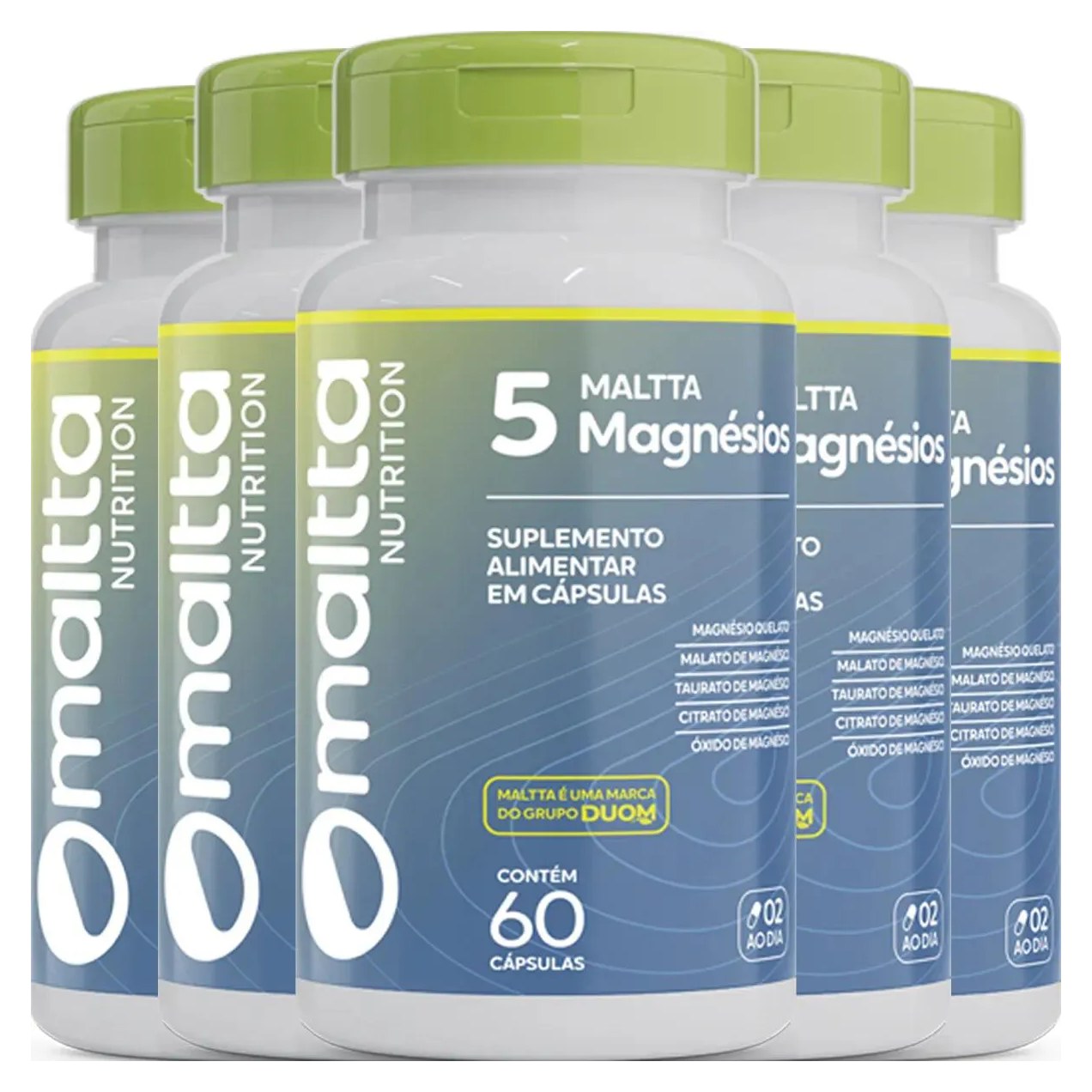 Kit C5 Suplemento Magnésio 5 Tipos Maltta Nutrition