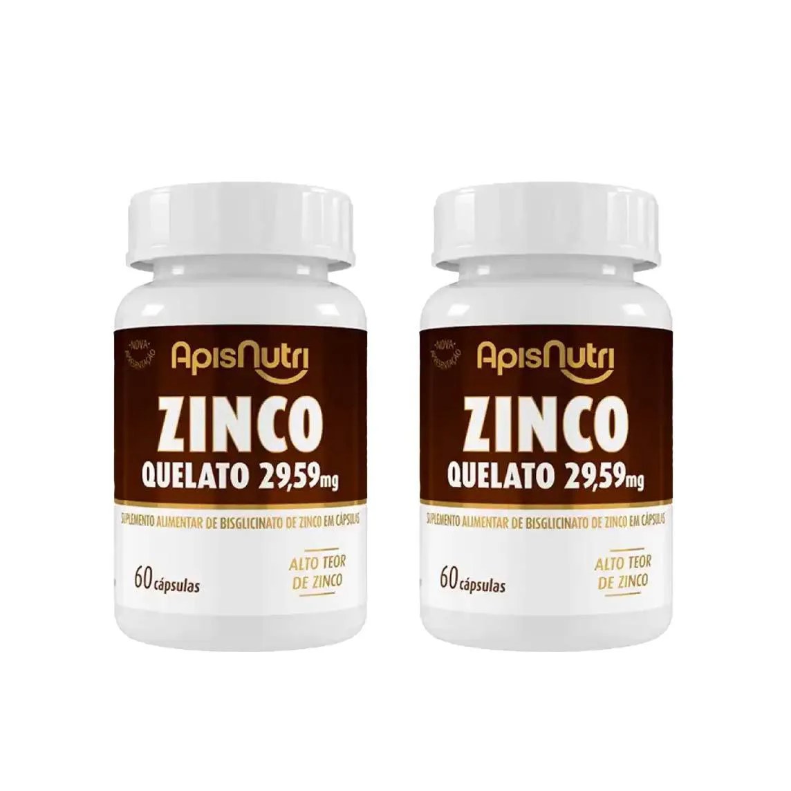 Kit 2 Zinco Quelato Suplemento 29Mg - 60 Caps - Apisnutri