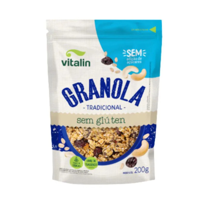 Granola Tradicional Zero Açúcar sem Glúten Vitalin 200G