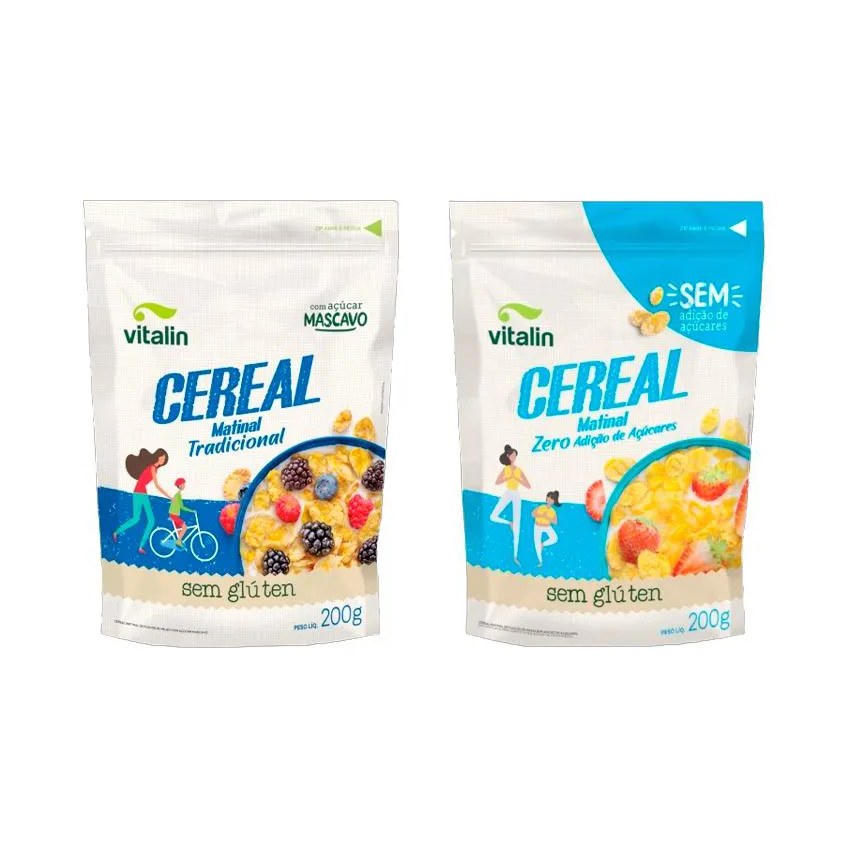 Kit 2 Cereal Matinal sem Glúten Vitalin: Tradicional, Zero Açúcar