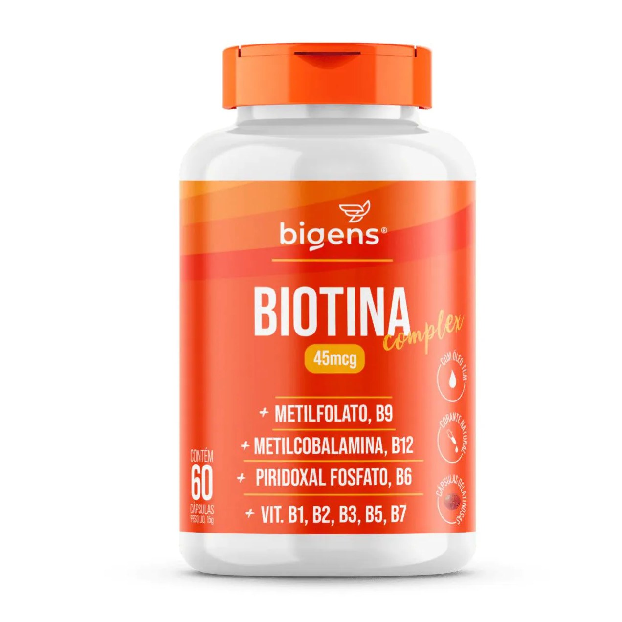 Biotina Complex 45Mcg Bigens 60 Capsulas SEM Sabor