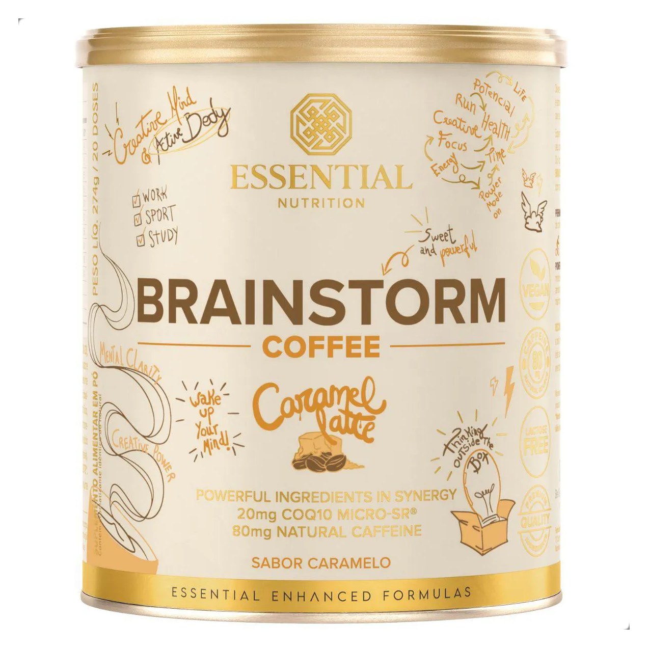 Brainstorm Coffee Energia 186G Essential Nutrition Caramelo