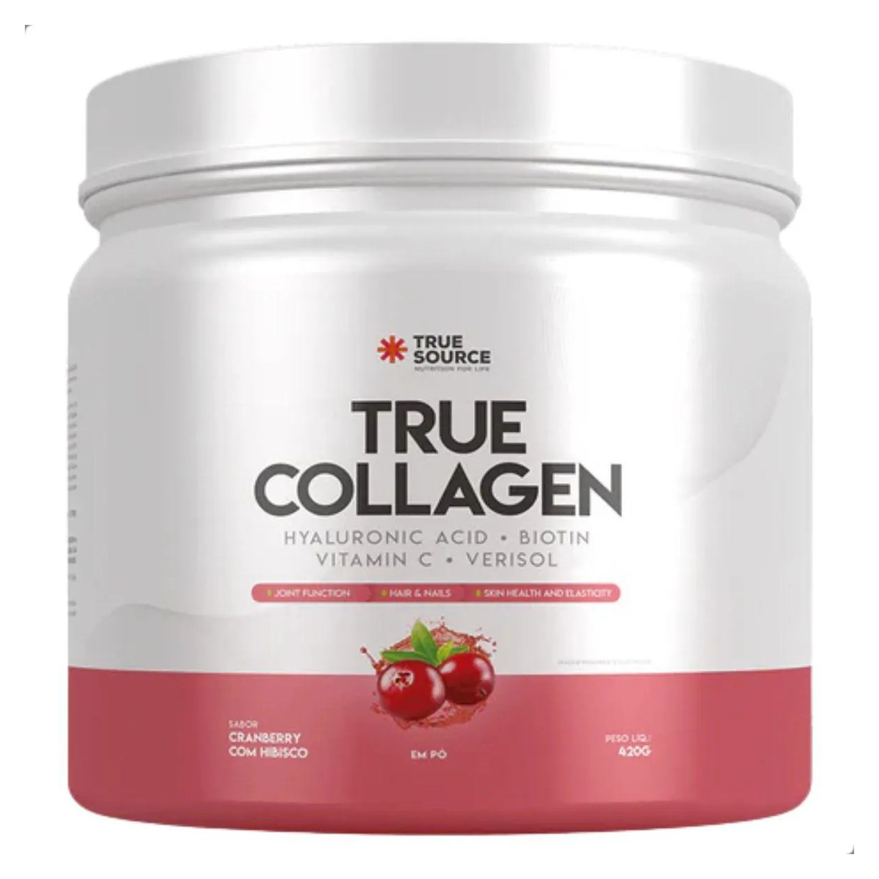 True Collagen Saúde e Beleza Pele Cabelo e Unha 390G True Cranberry COM Hibisco