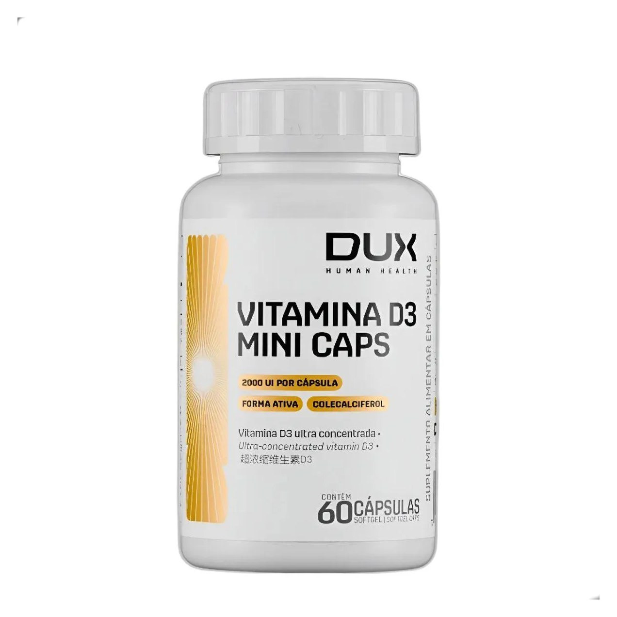 Vitamina D3 Mini Caps 2000Ui Imunidade 60 Capsulas Dux Nutrition Natural