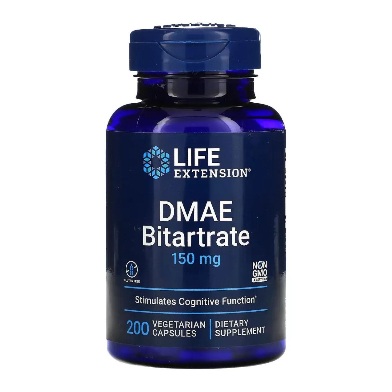 Vitamina Dmae Bitartarato 150Mg 200 Capsulas Veganas - Life Extension Importado e Original