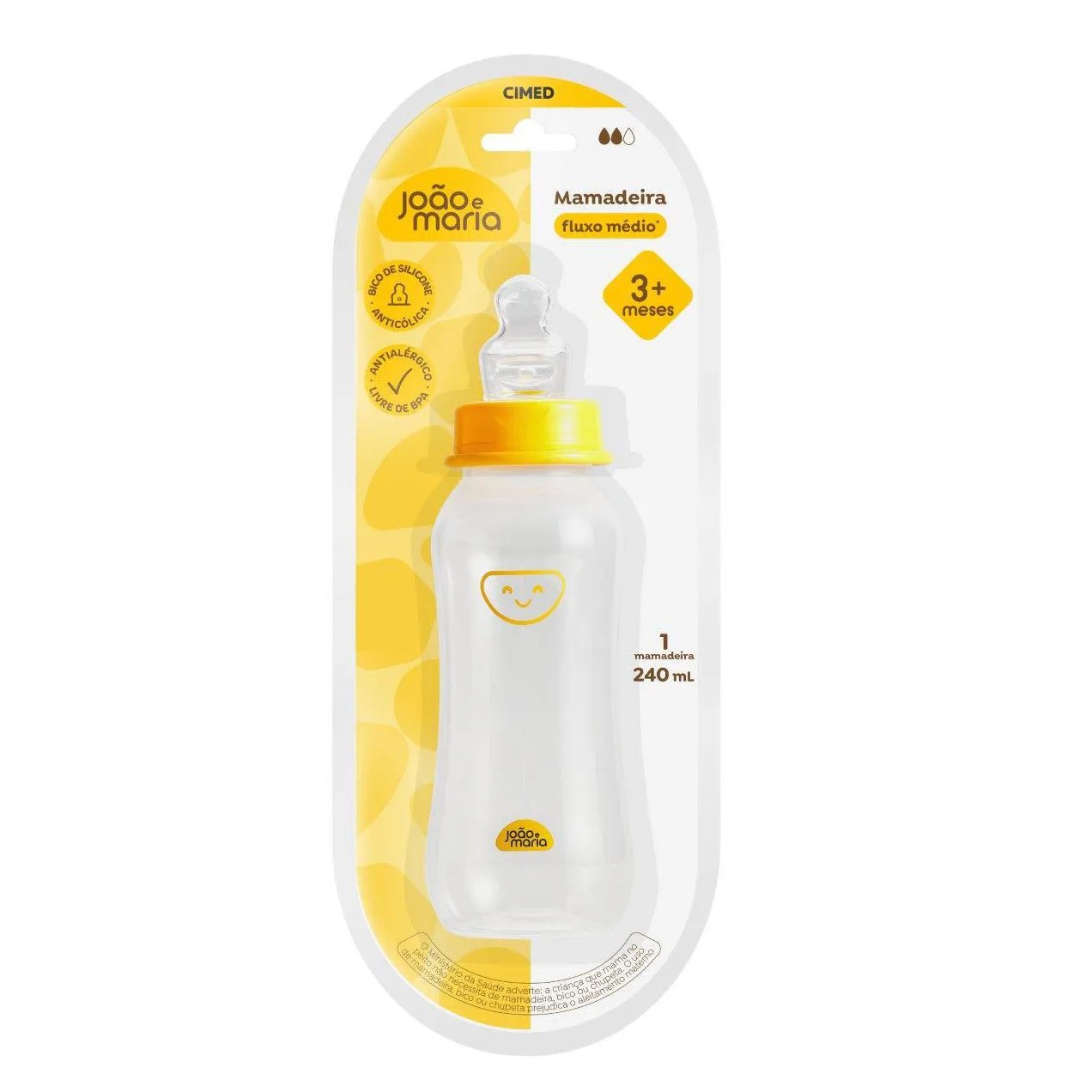 Mamadeira João e Maria Amarelado Bico Orto 240ml