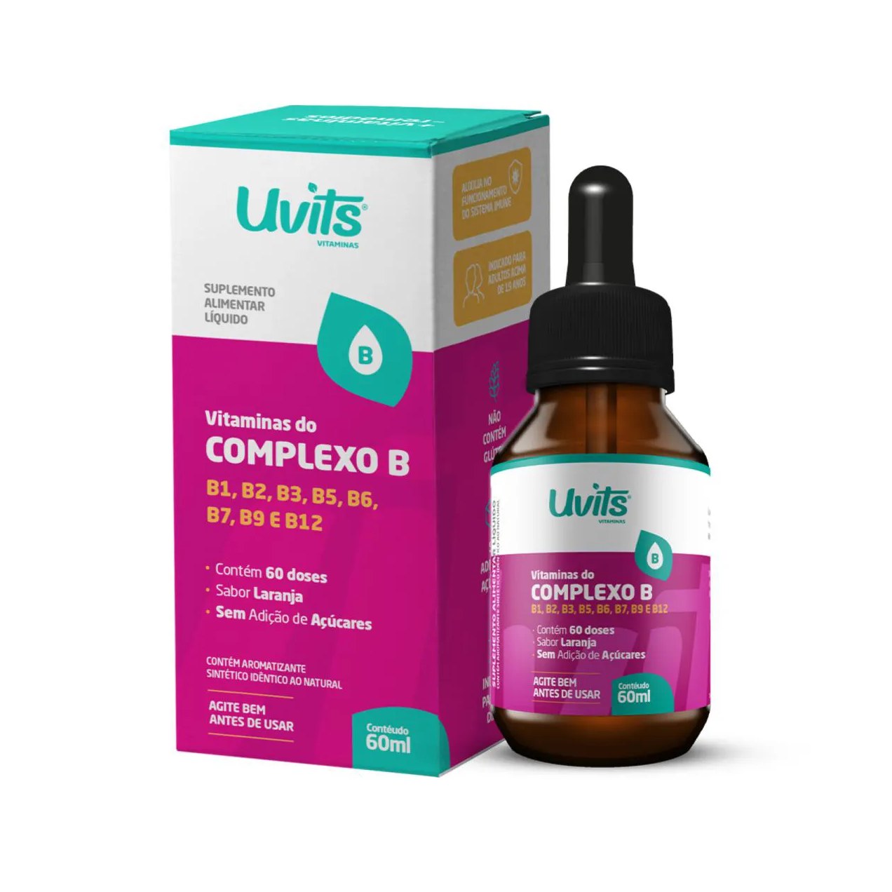 Vitamina Complexo B Liquida Uvits com 60 Doses