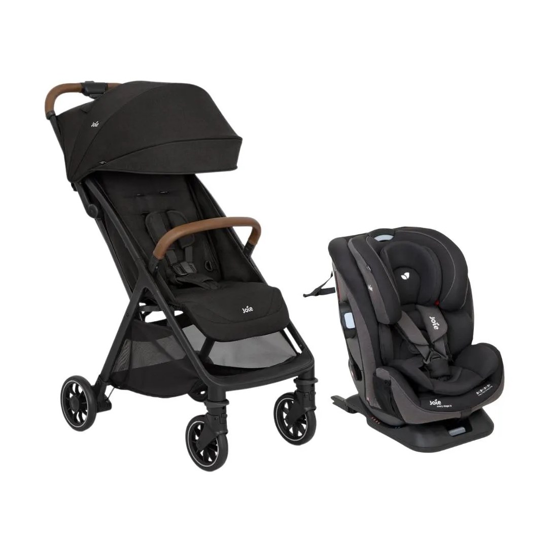 Carrinho de Bebê Pact Pro Chumbo Shale com Cadeirinha de Carro Every Stage Fx Preta - Joie