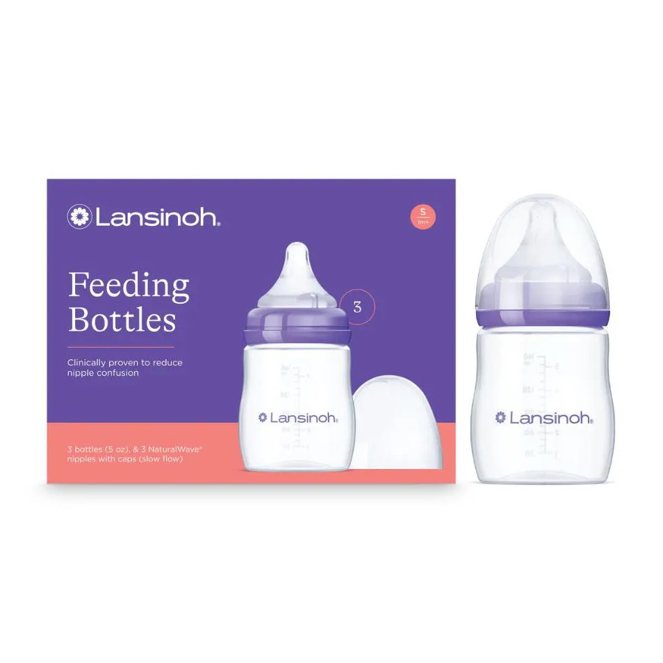 Kit 3 Mamadeiras Lansinoh 160Ml – Anti-Cólica com Bico Fluxo Lento