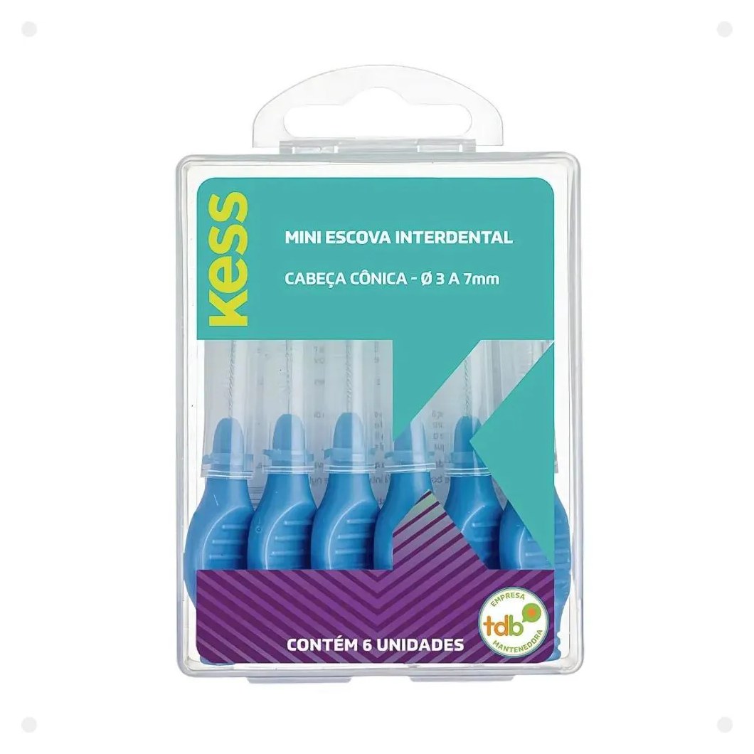 Mini Escova Interdental Kess Cabeça Cônica - Ø 3 a 7Mm com 6Un Cód. 2004