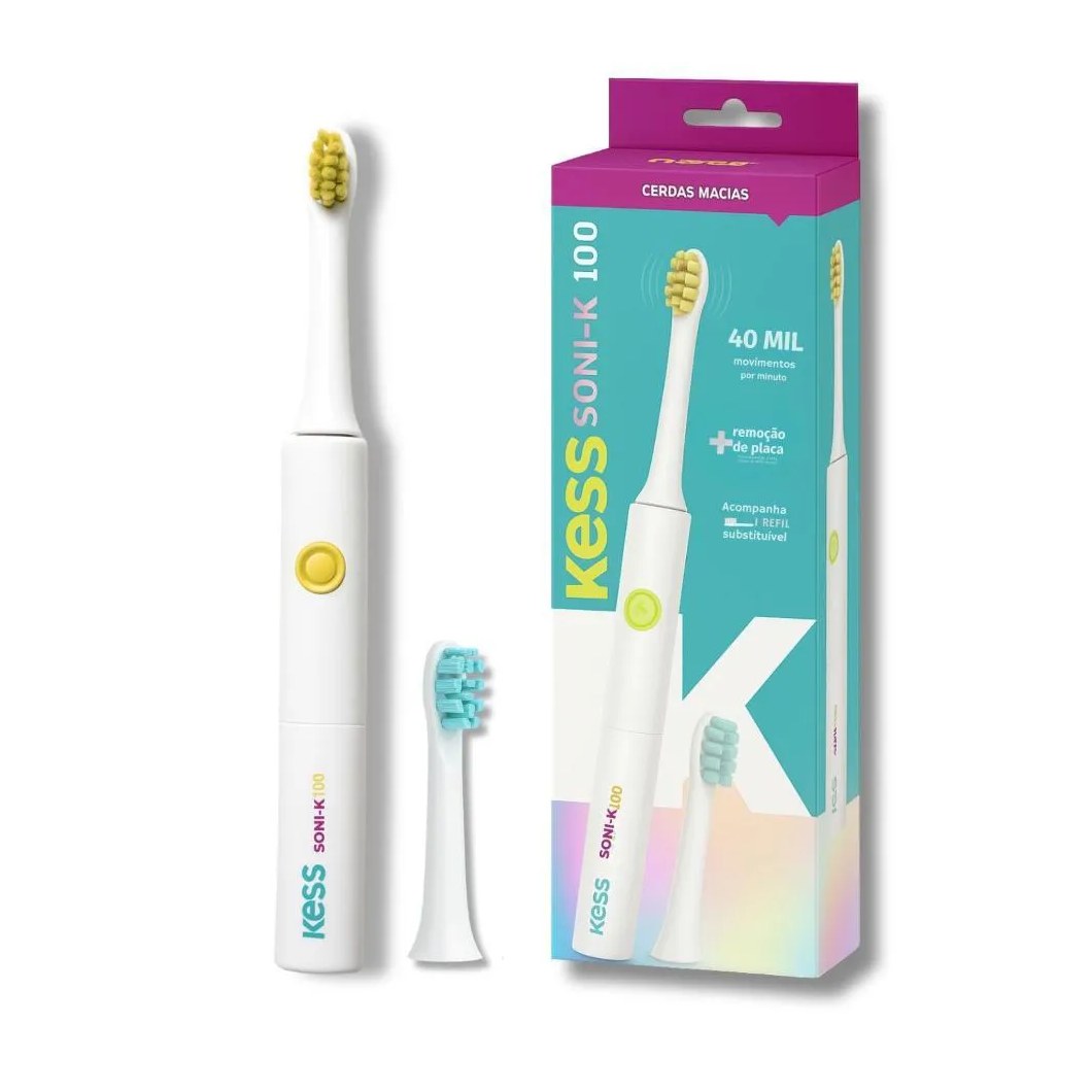 Escova Dental Elétrica e Refil Extra Kess Belliz Soni-K100 Cod. 2525