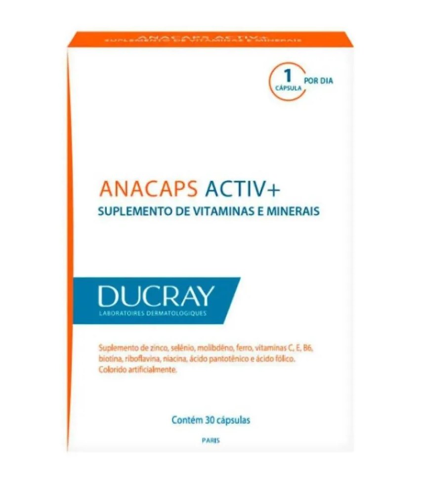 Suplemento Alimentar Cabelos e Unhas Anacaps Activ+ 30Cps