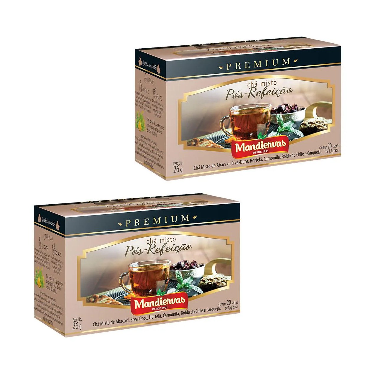 Kit 2Un Chá Misto Premium Pós Refeição Digestivo Sachês - 20X1,3G