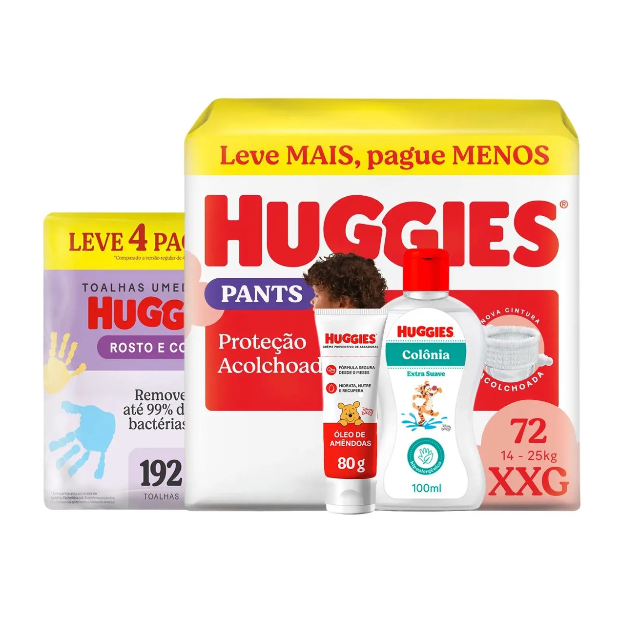 Kit Chá de Bebê Huggies Pants XXG Troca de Fralda com Colônia