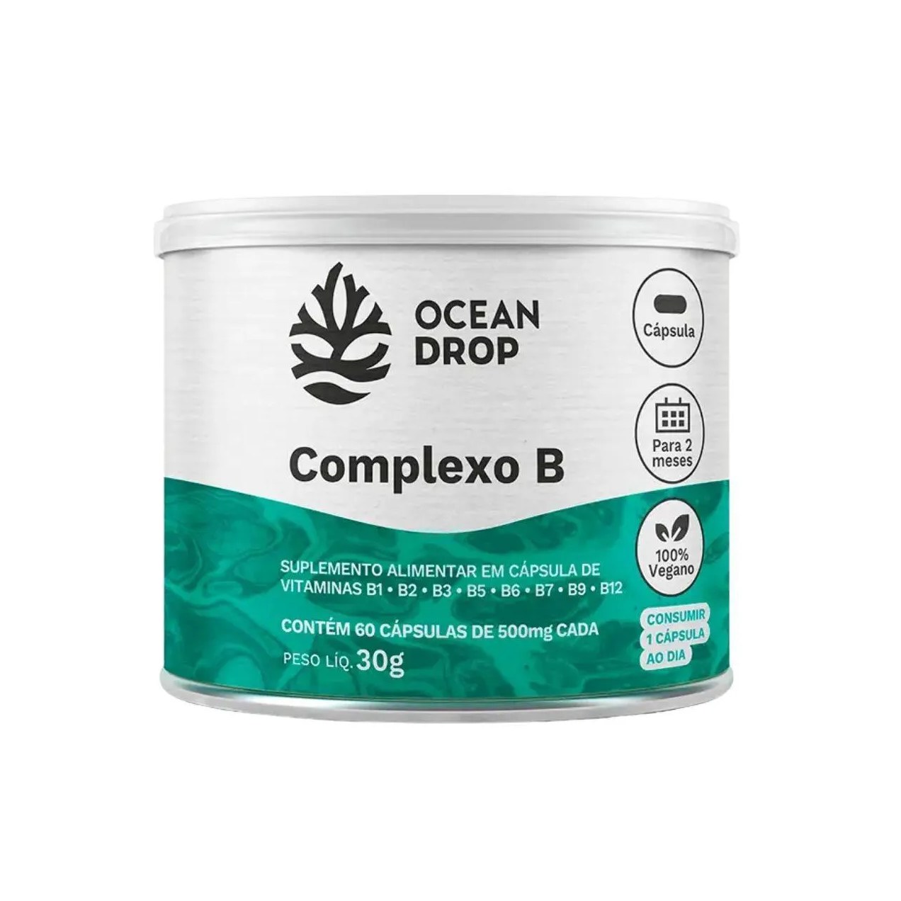 Complexo B 30G Familia de Vitaminas Completa 60 Capsulas Ocean Drop
