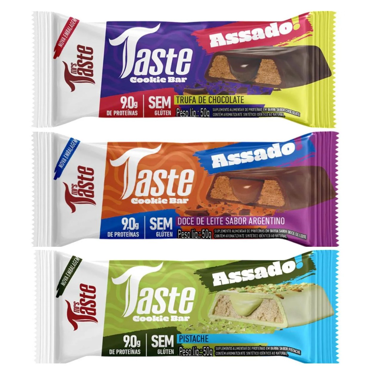 Kit 3 Barra de Proteina Trufa de Choco Doce de Leite e Pistache