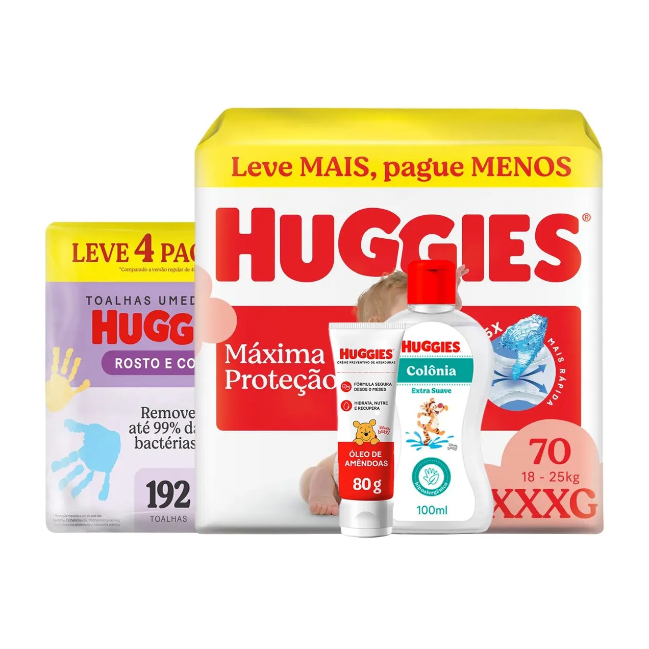 Kit Chá de Bebê Huggies XXXG Troca de Fralda com Colônia