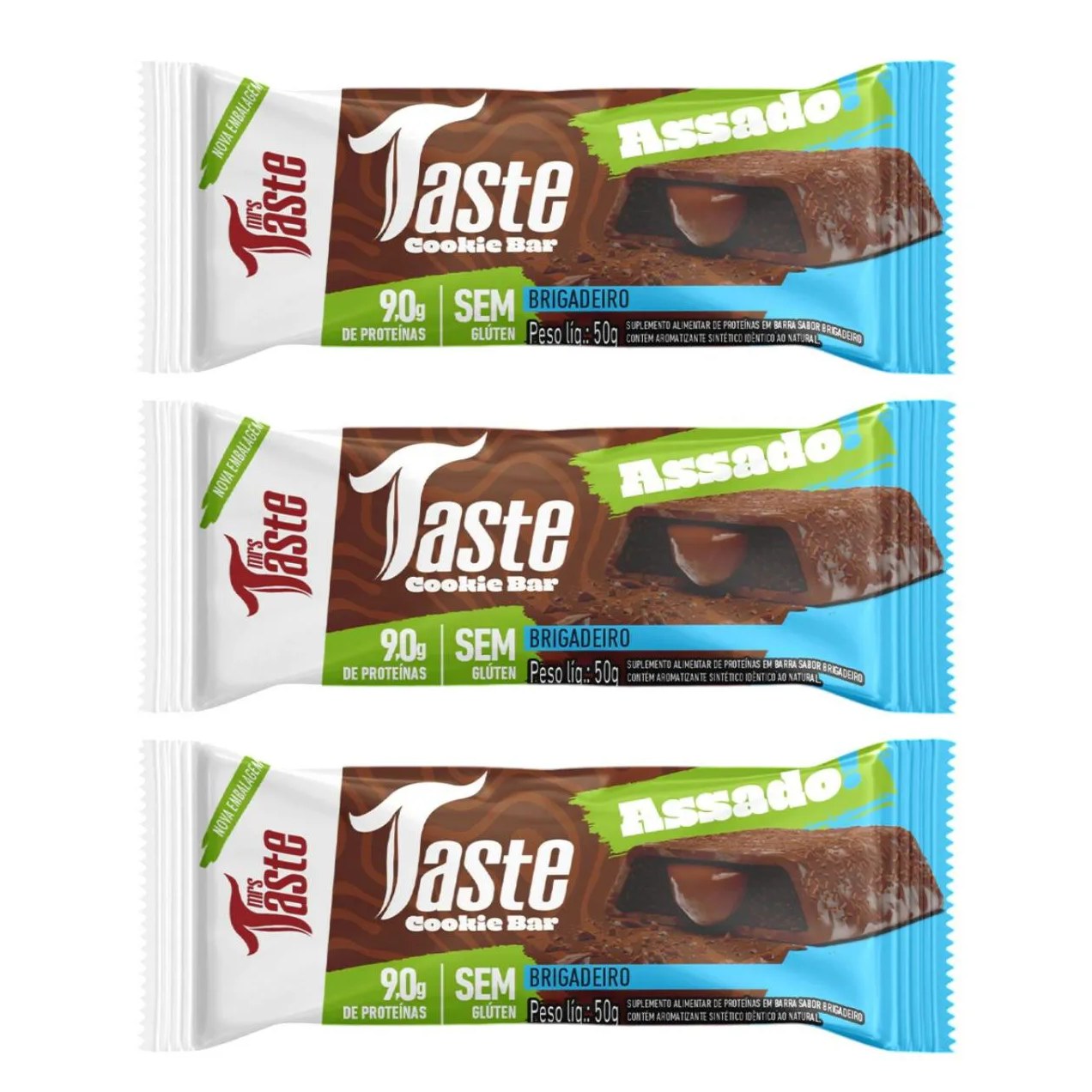 Kit 3 Barra de Proteina Brigadeiro 50G 9G de Proteina Zero