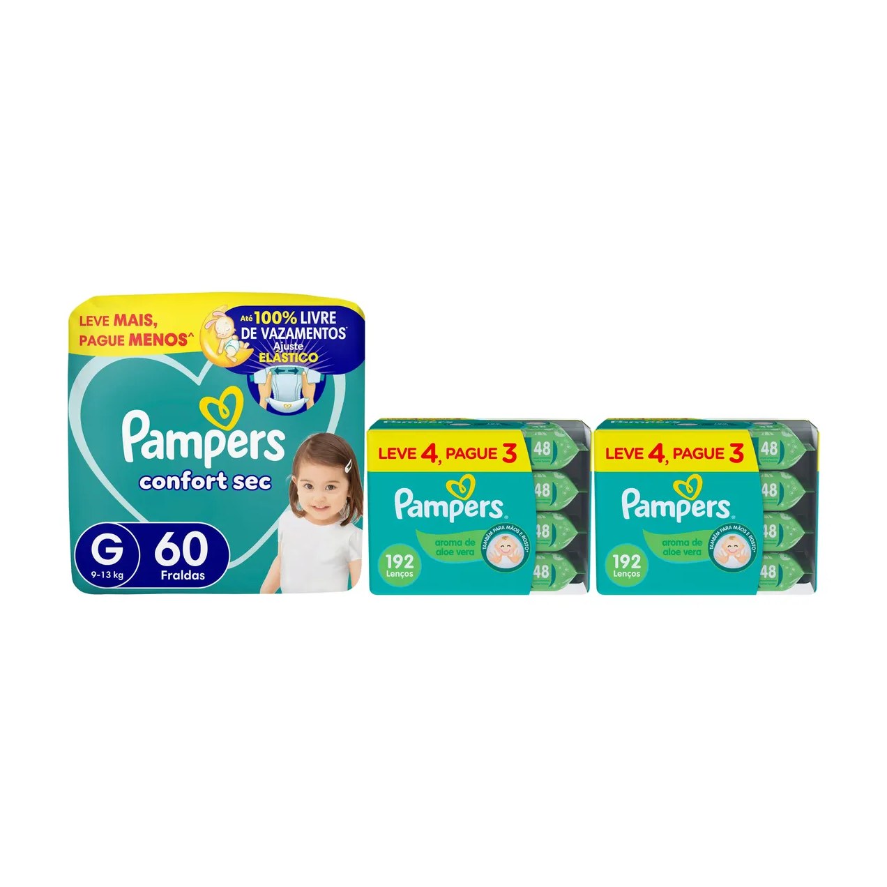 Kit Chá de Bebê Pampers Fralda G e Lenço Umedecido