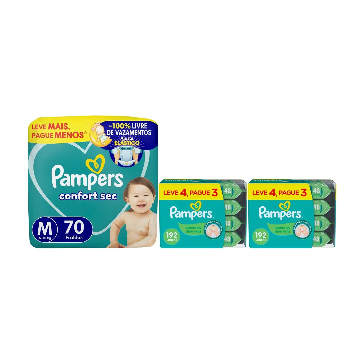 Kit Chá de Bebê Pampers Fralda M e Lenço Umedecido