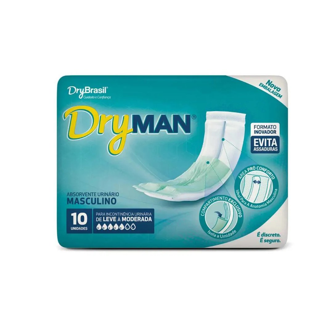 Absorvente Masculino Dry Man Pacote com 10 Unidades Kit com 2 Pacotes