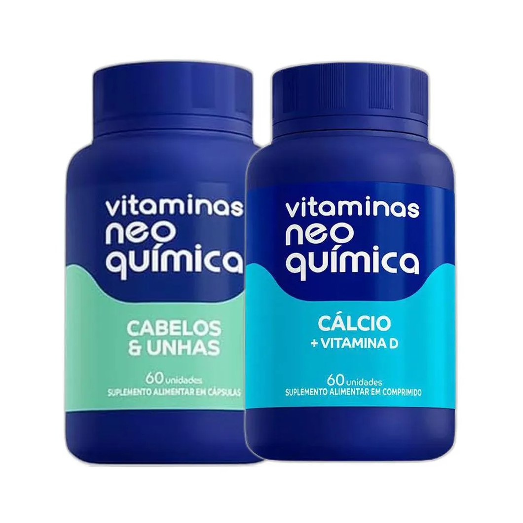 Kit Cabelos e Unhas 60 Cps + Cálcio 60 Cpr - Neo Quimica