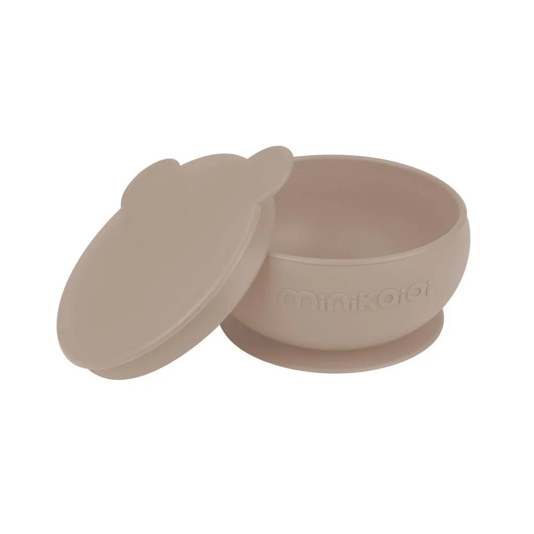 Tigela Urso de Silicone Bowly 450Ml Bubble Beige - Minikoioi
