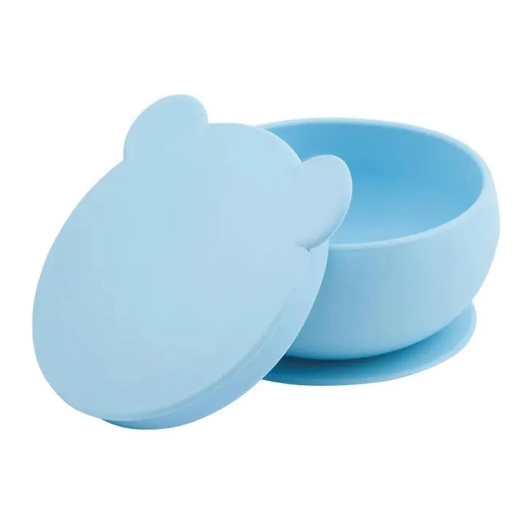 Tigela Urso de Silicone Bowly 450Ml Mineral Blue - Minikoioi