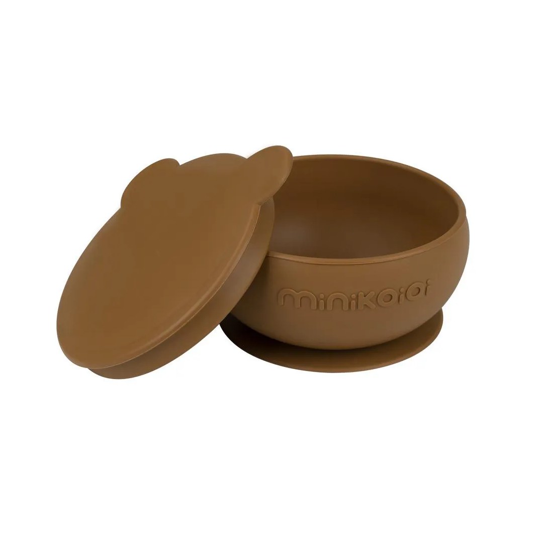 Tigela Urso de Silicone Bowly 450Ml Woody Brown - Minikoioi