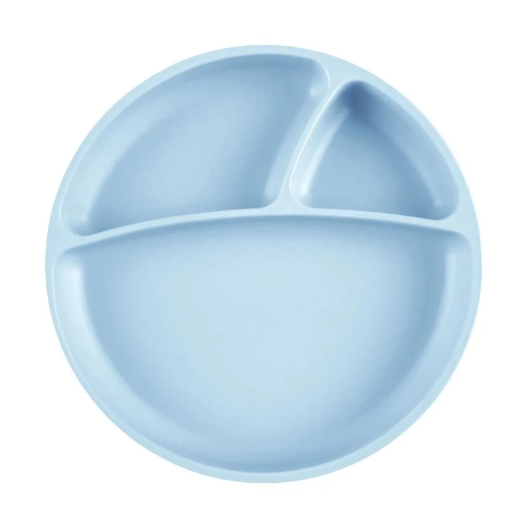 Prato Infantil de Silicone com Divisórias e Sucção Portions Mineral Blue - Minikoioi