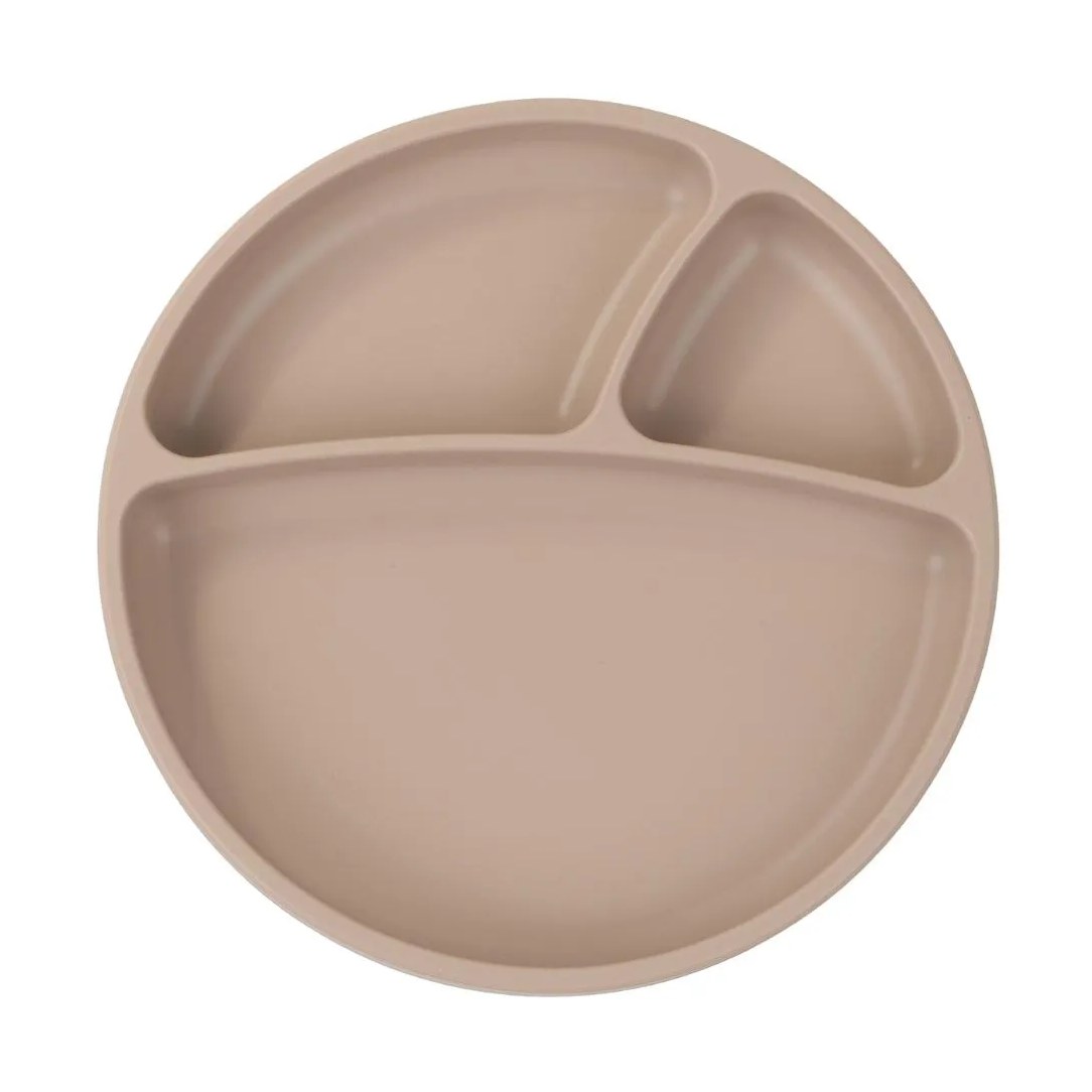 Prato Infantil de Silicone com Divisórias e Sucção Portions Bublle Beige - Minikoioi