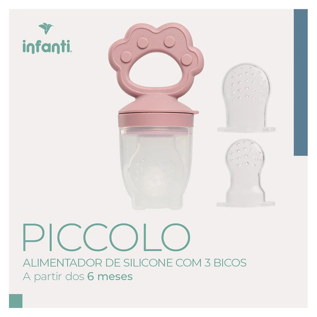 Alimentador Infantil de Silicone Piccolo 3 Bicos Rosa - Infanti