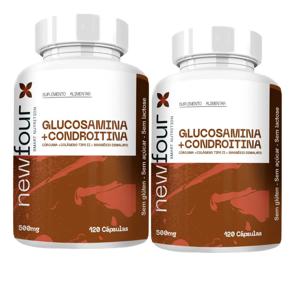 Glucosamina + Condroitina - Cúrcuma + Colágeno Tipo Ii + Magnésio Dimalato Kit com 2 Potes com Total de 240 Capsulas