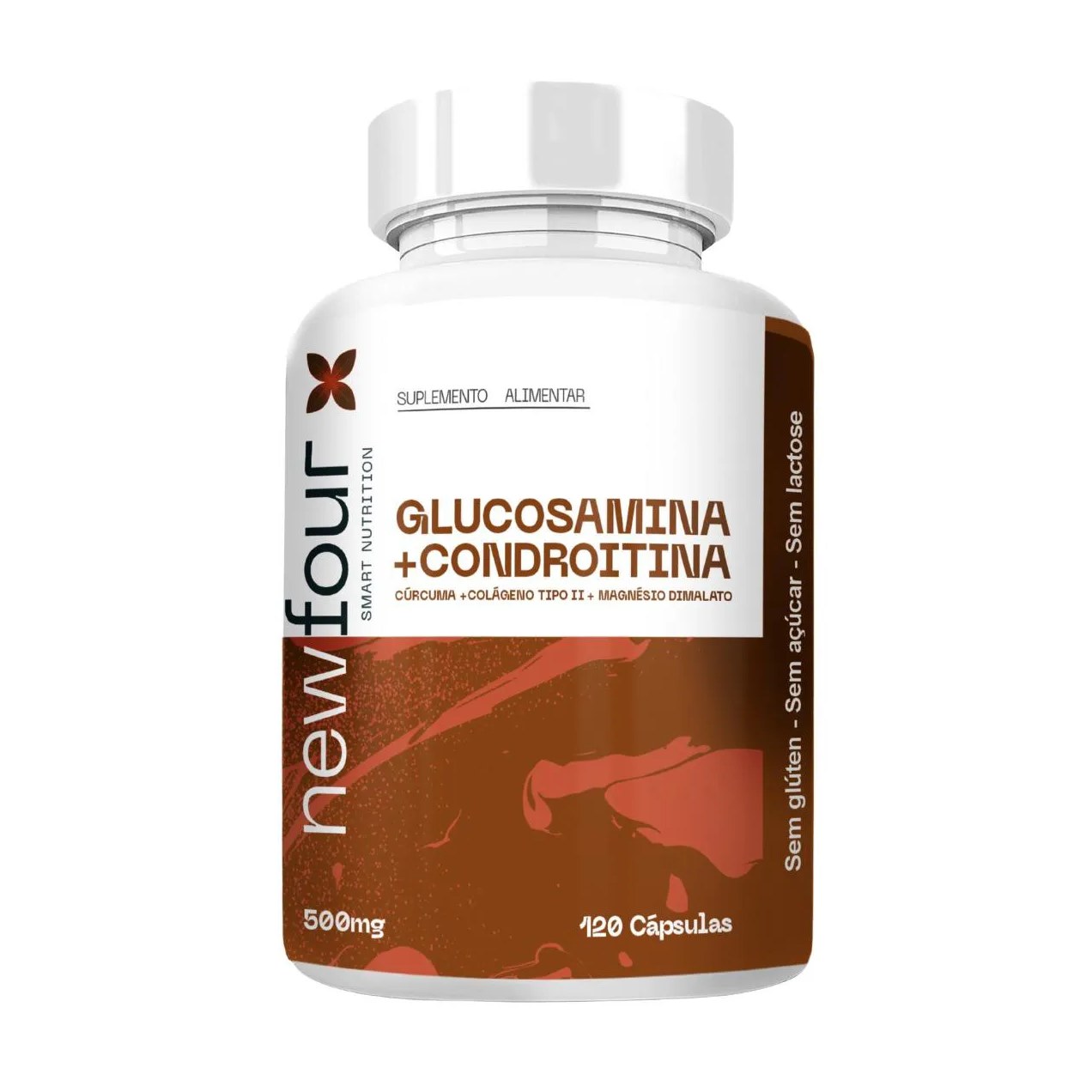 Glucosamina + Condroitina - Cúrcuma + Colágeno Tipo Ii + Magnésio Dimalato 120 Cápsulas