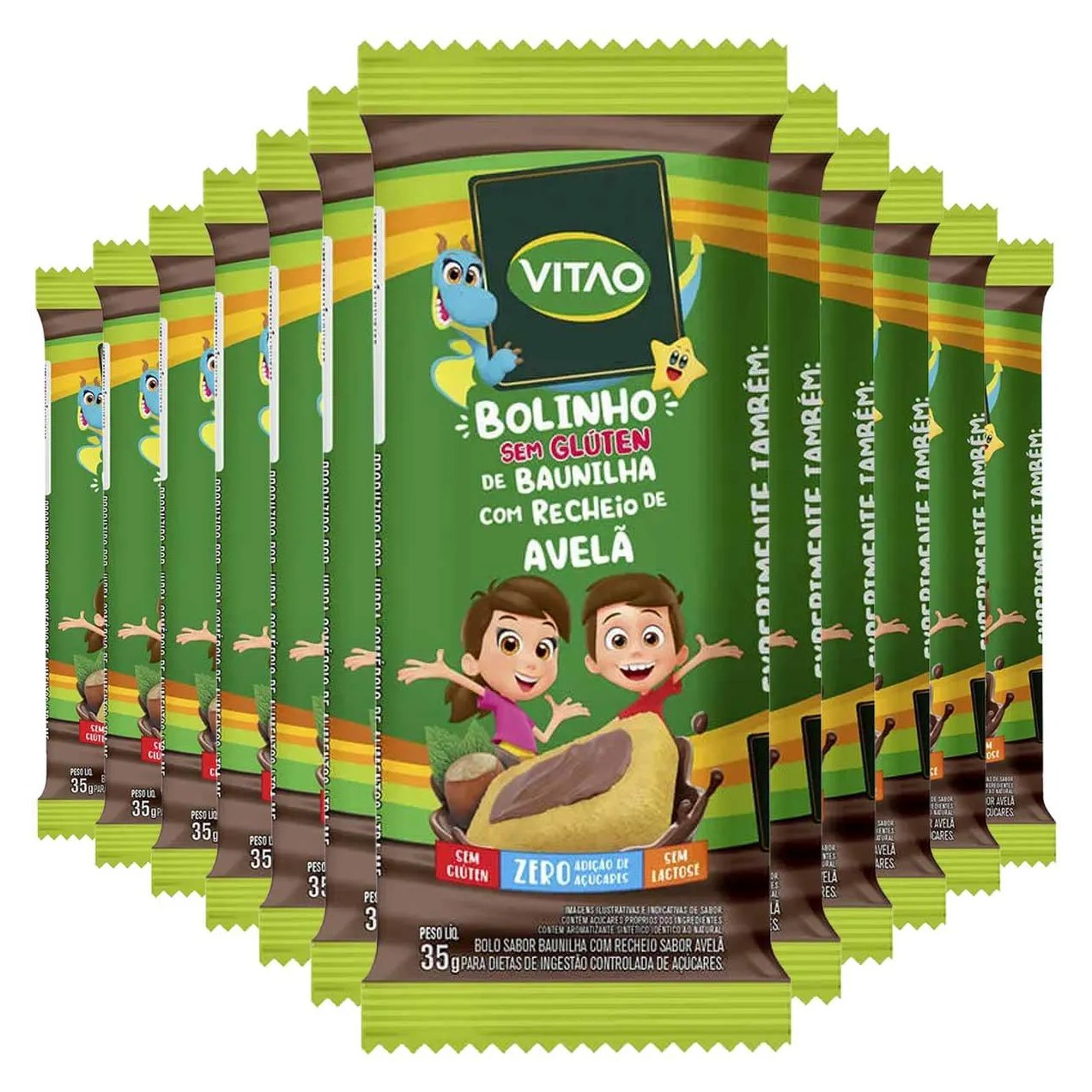 Bolinho sem Glúten Baunilha Recheio de Avelã Vitao Kids 420G