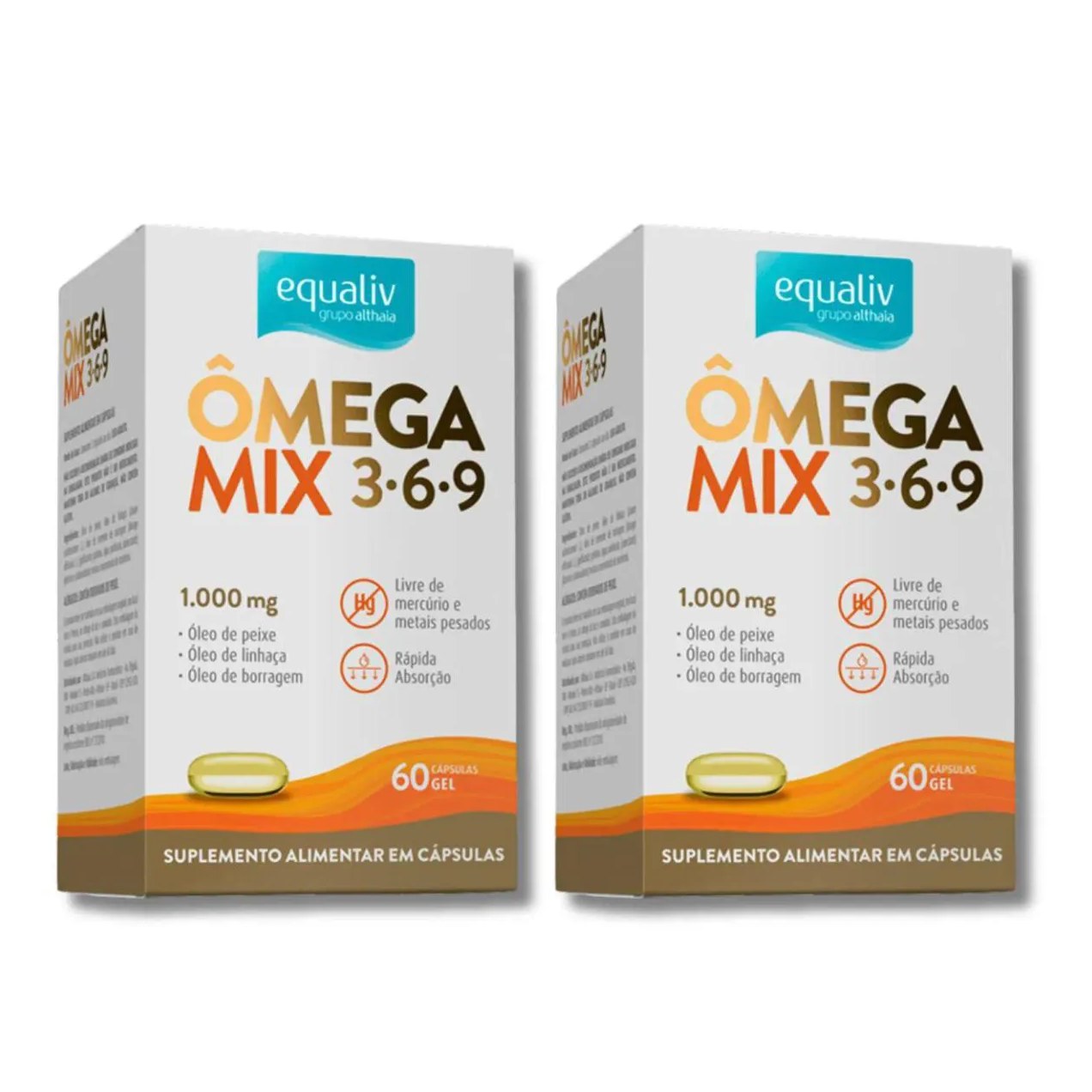 Ômega 3 Mix (3,6 e 9) Kit C2 Suplemento C60 – Equaliv