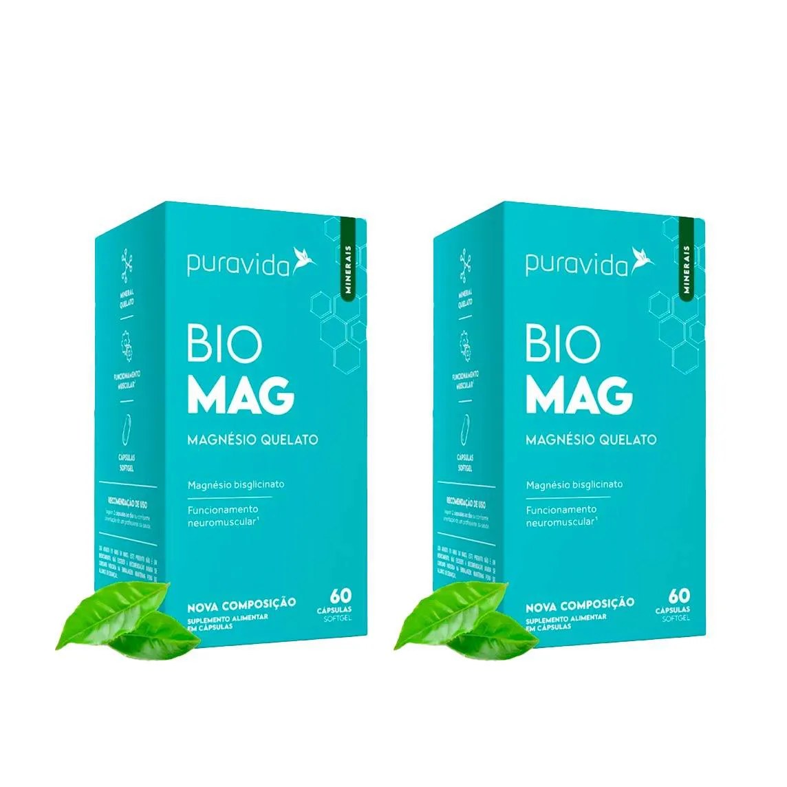 Kit 2 Suplemento Biomag Magnesio - 60 Caps - Puravida